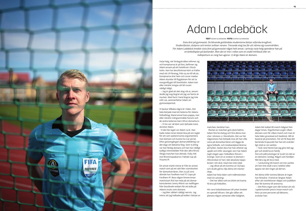 Uppslag ur personporträttet om domaren Adam Ladebäck